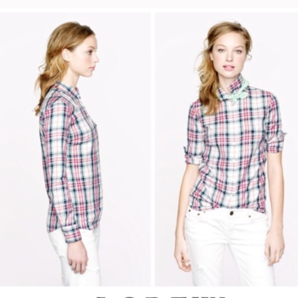 J. Crew Tops - J. Crew Boy Shirt in Mint Strawberry
